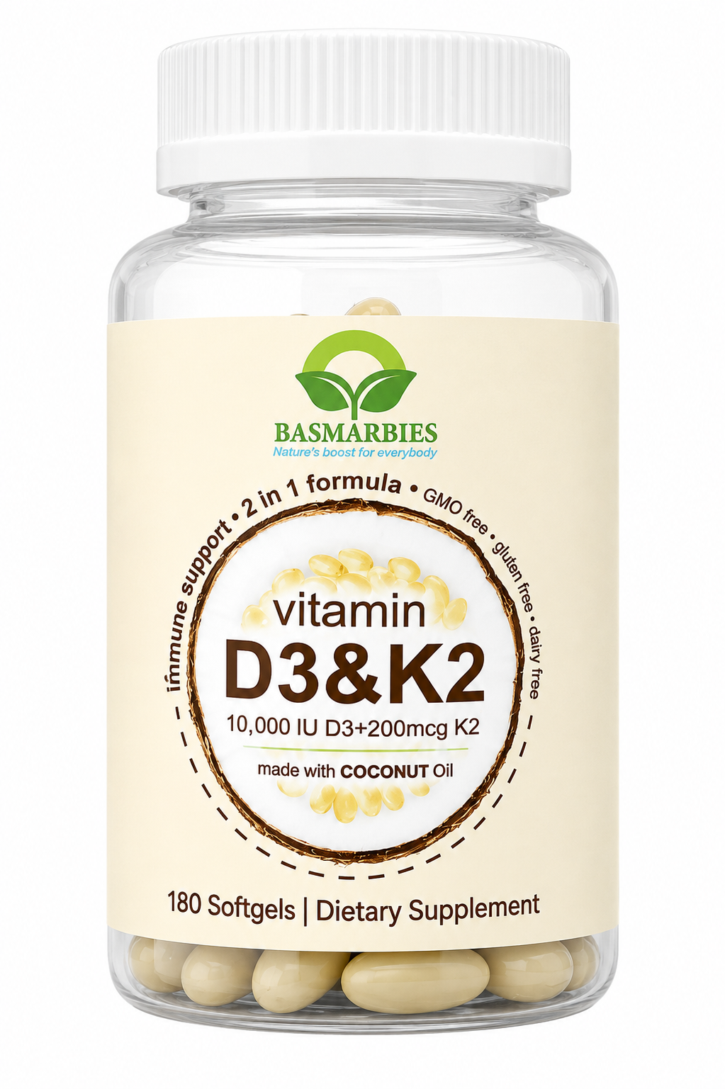Vitamin D3 10,000 IU + K2 200mcg Softgels